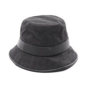 GUCCI fedora hat GG Marmont canvas leather black